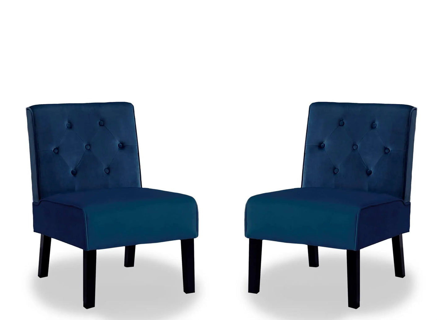 Reese armless button-tufted chairs set of 2 in blue upholstered Unique Piece Furniture on Tampa Home & Garden Store