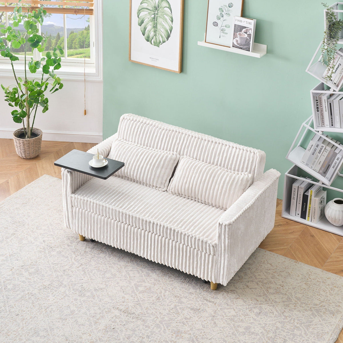 Pull Out Sofa With Movable Table and Usb Ports