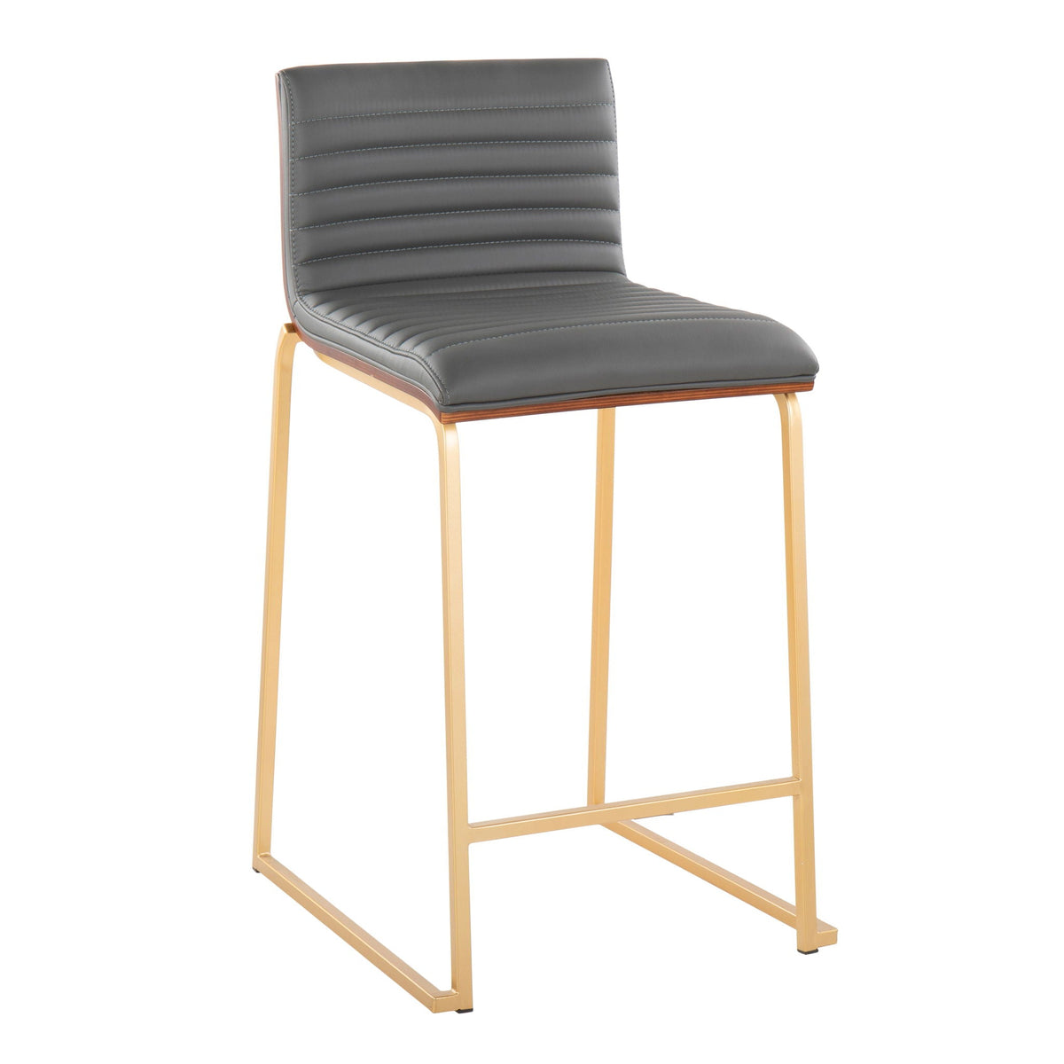 Mason Mara counter stool set of 2 gray faux leather with gold metal legs on Tampa Home & Garden Store