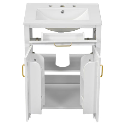 Modern Bathroom Vanity and Soft Close Cabinet white vanity with gold hardware on Tampa Home & Garden Store