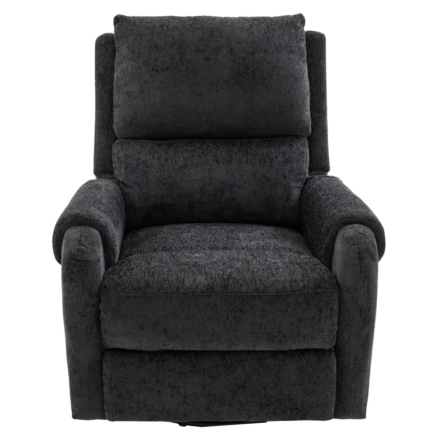 Manual recliner massage chair with swivel rocker in dark gray textured fabric on Tampa Home & Garden Store