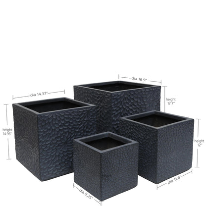 Magnesium oxide planters set of 4 in black textured pebble finish on Tampa Home & Garden Store