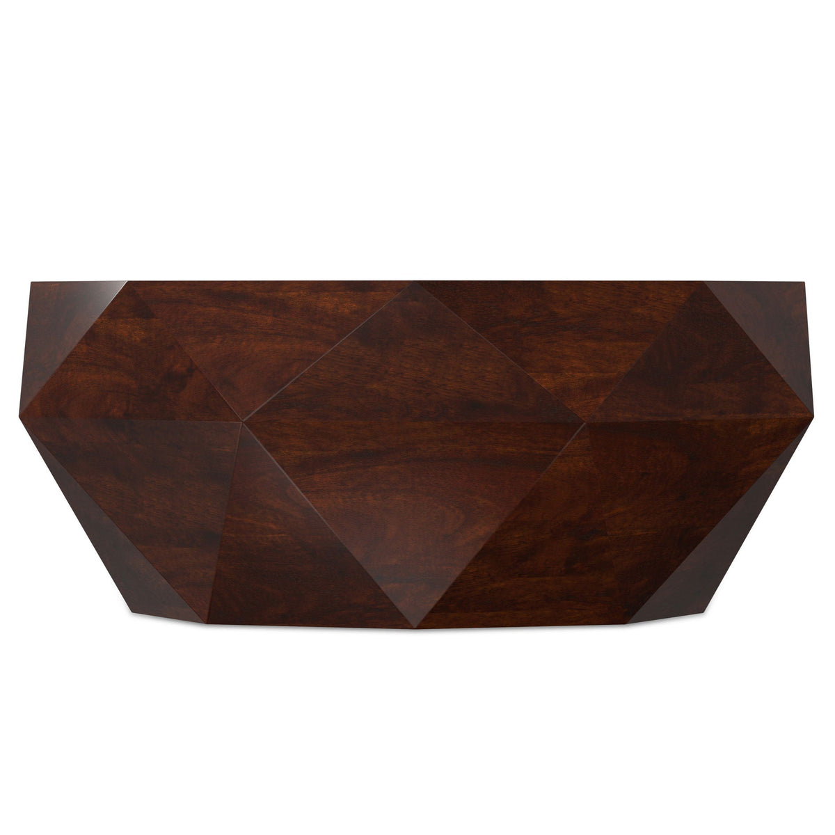 Zayn Coffee Table by HouseOfZazla with dark wood geometric faceted top on Tampa Home & Garden Store