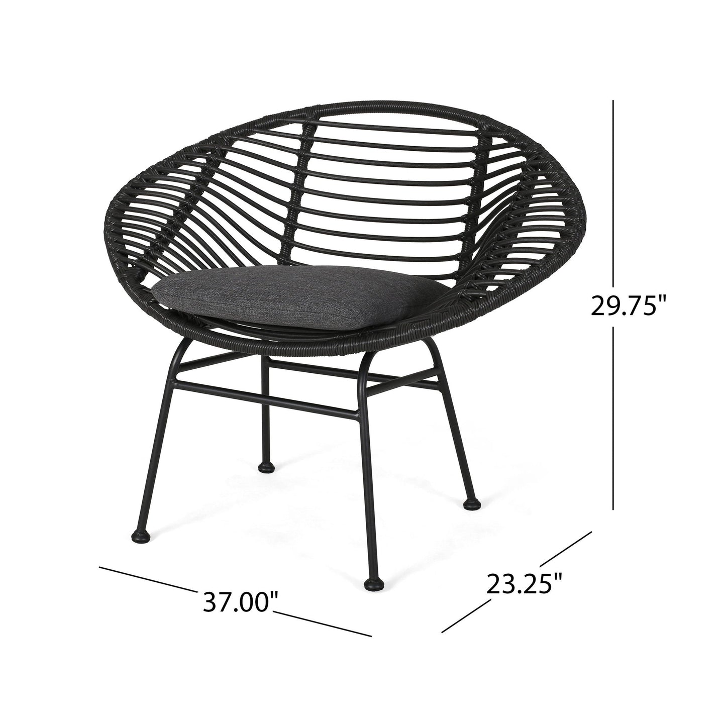 Cordella outdoor woven wicker chairs with cushions, black frame, set of 2 by HouseOfZazla on Tampa Home & Garden Store