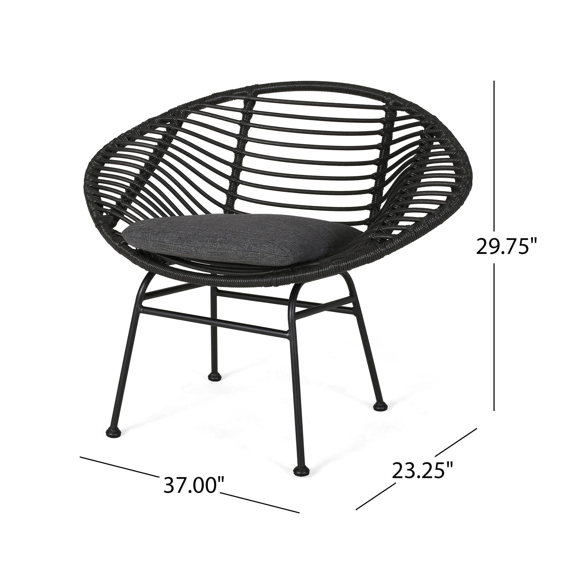 Cordella outdoor woven wicker chairs with cushions, black frame, set of 2 by HouseOfZazla on Tampa Home & Garden Store