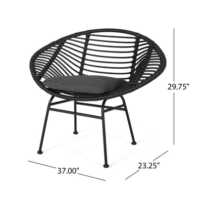 Cordella outdoor woven wicker chairs with cushions, black frame, set of 2 by HouseOfZazla on Tampa Home & Garden Store