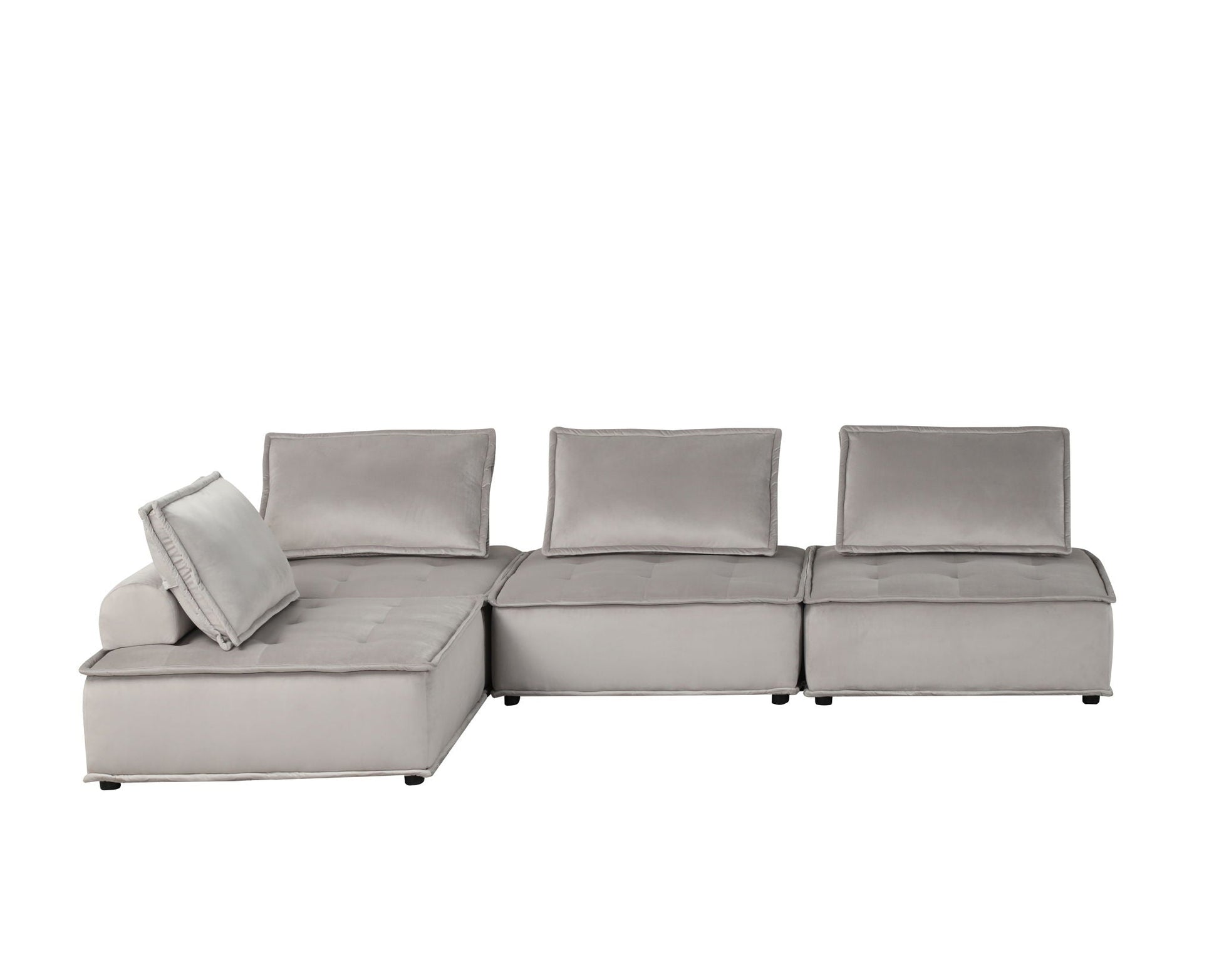 Anna stylish sectional sofa ottoman by HouseOfZazla, light gray fabric with left chaise on Tampa Home & Garden Store
