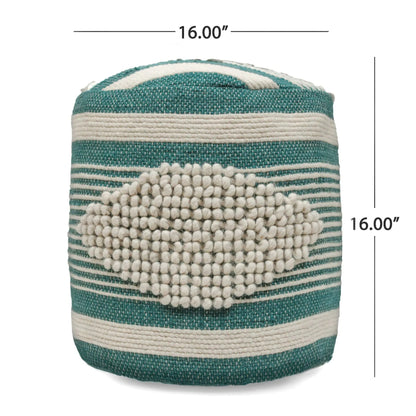 Diamond Handcrafted Cylindrical Wool Pouf