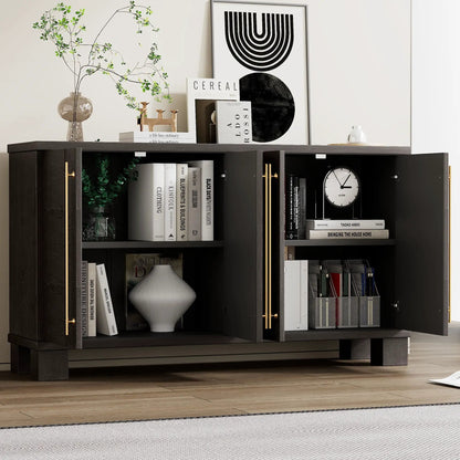 Sideboard with adjustable shelves in dark wood by Unique Piece Furniture with gold handles on Tampa Home & Garden Store