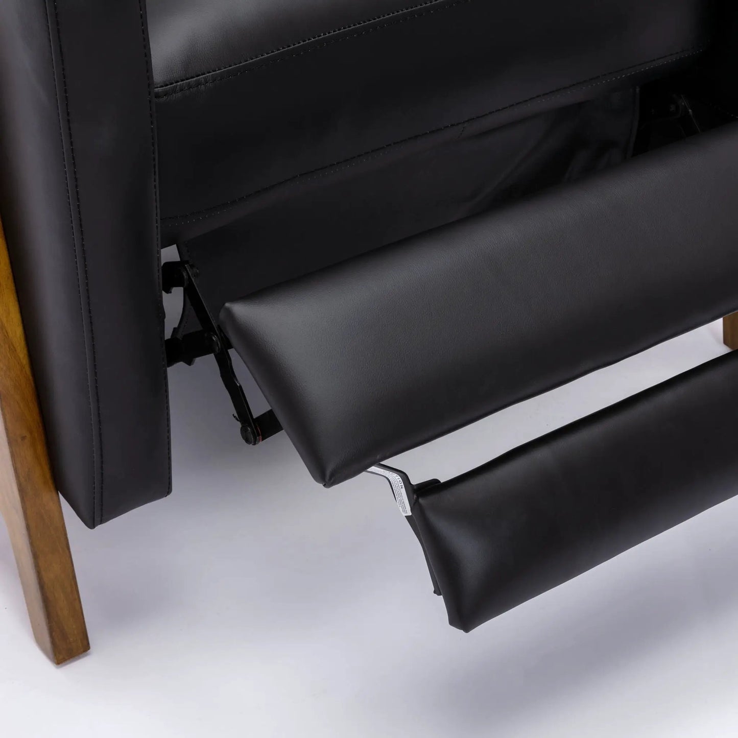 Richland Push Back Recliner Chair by Unique Piece Furniture in black leather with wood armrest on Tampa Home & Garden Store