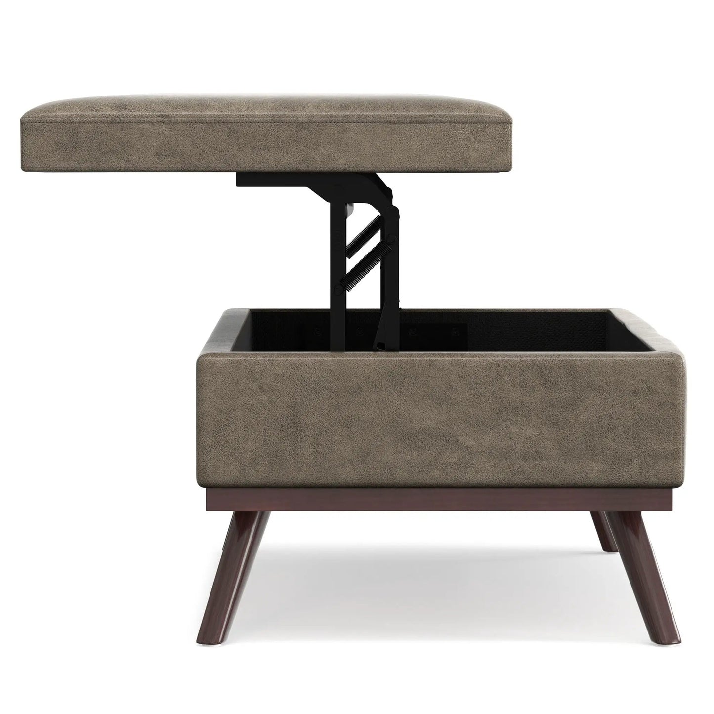 Owen Multifunctional Square Coffee Table Storage Ottoman with lift-top beige upholstery on Tampa Home & Garden Store