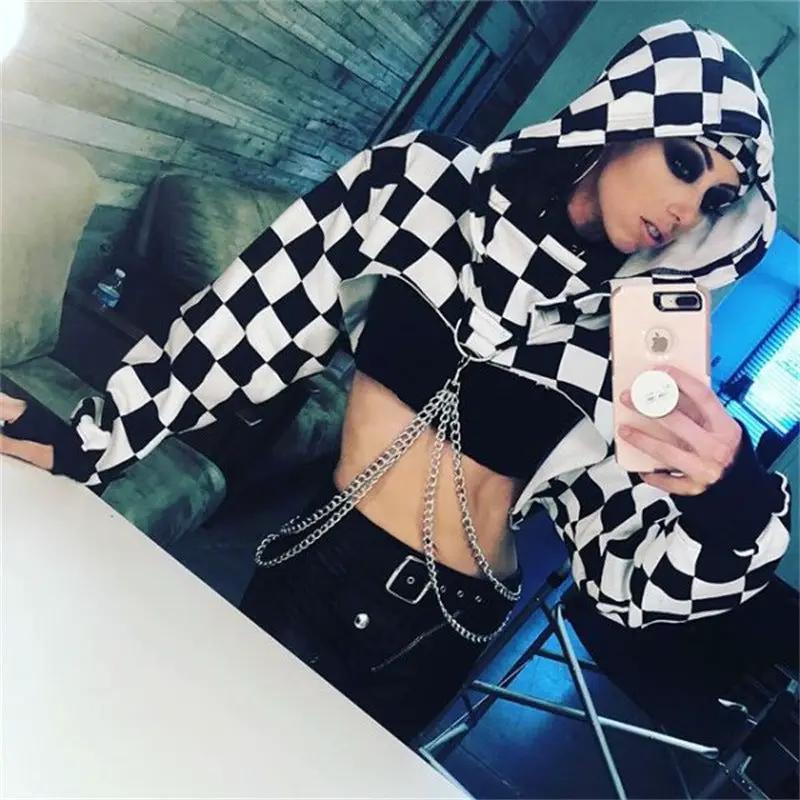 Dark Design Cool Blouse Women's Sweater black and white checker hoodie by FLIPSTYLEZLLC on Tampa Home & Garden Store