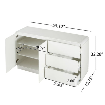 Wide storage sideboard with 2 doors and 3 drawers in white by HouseOfZazla on Tampa Home & Garden Store
