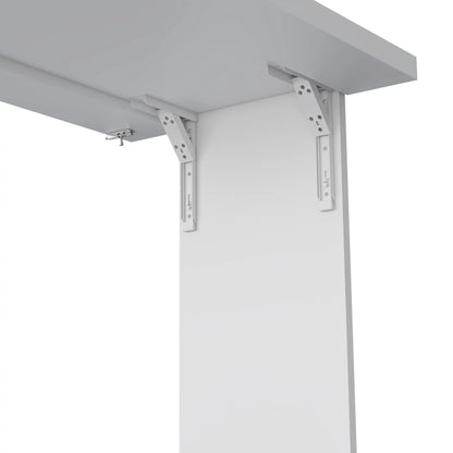 Wall Foldable Table With Multiple Shelves White