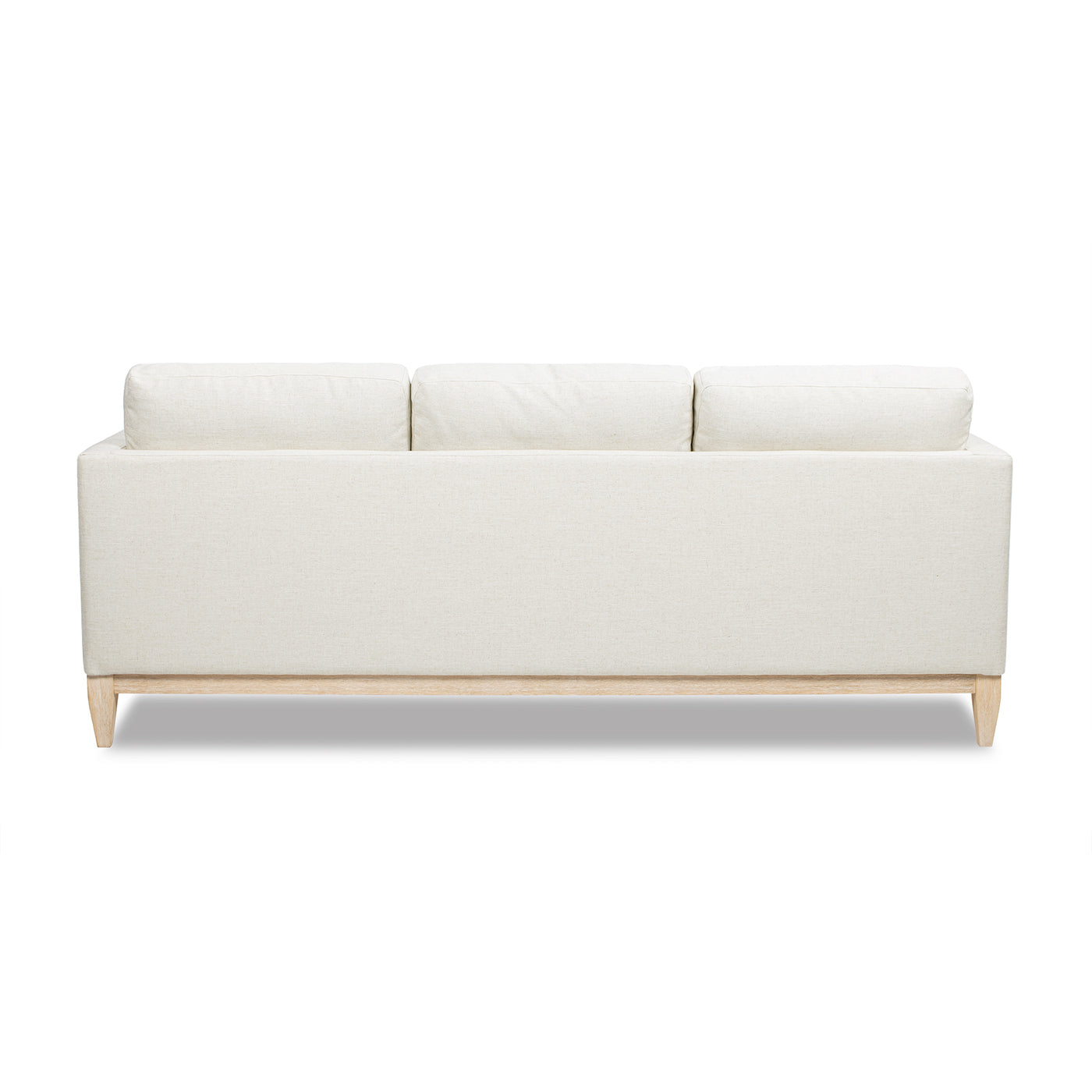 Knox 84' Modern Farmhouse Sofa HouseOfZazla flax white linen fabric with light wood legs on Tampa Home & Garden Store