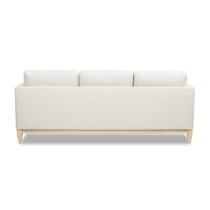 Knox 84' Modern Farmhouse Sofa HouseOfZazla flax white linen fabric with light wood legs on Tampa Home & Garden Store