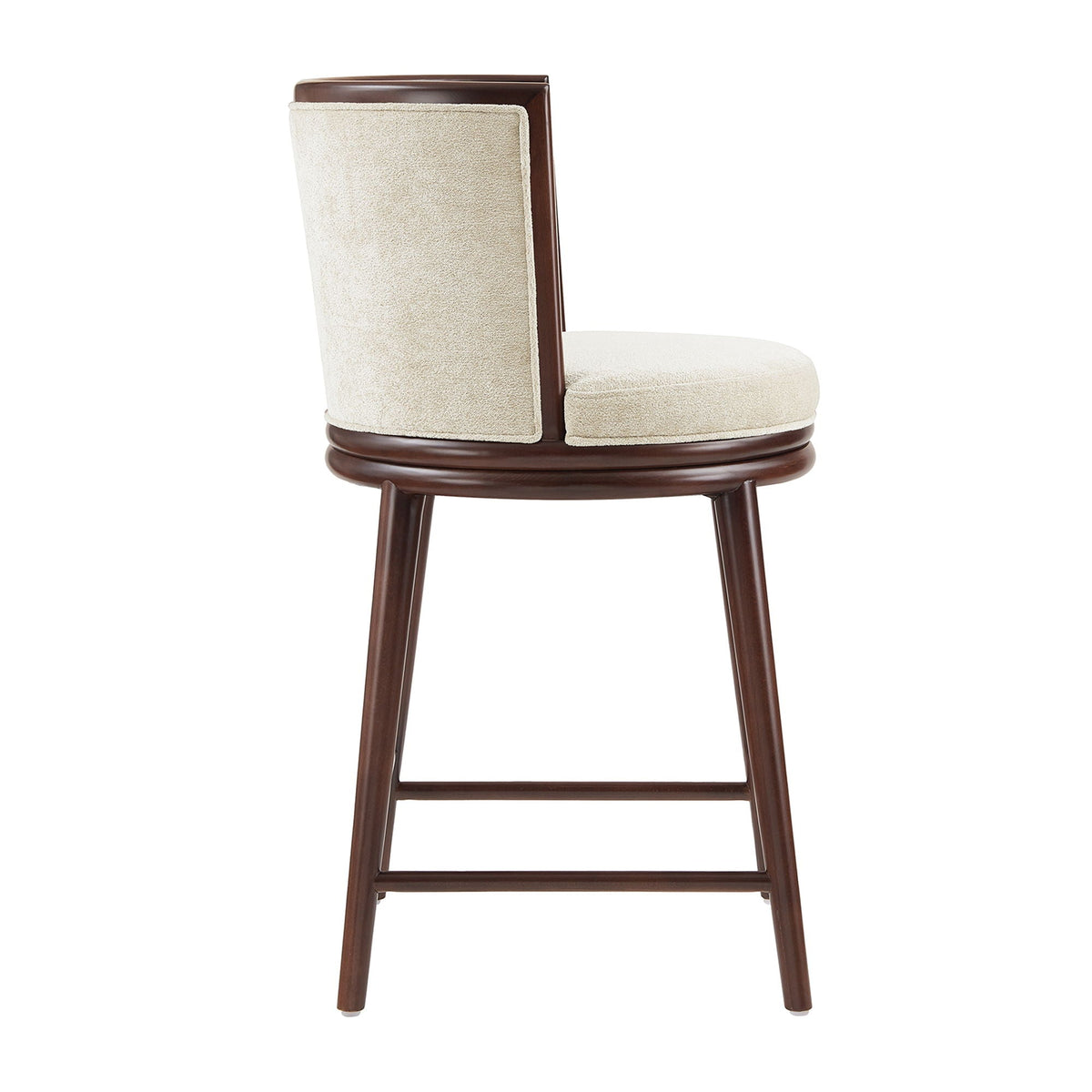 Evalyn Counter Stool beige boucle upholstery on a dark wood frame, counter-height seating on Tampa Home & Garden Store