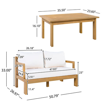 Premium Acacia Wood Two Piece Patio Chat Set