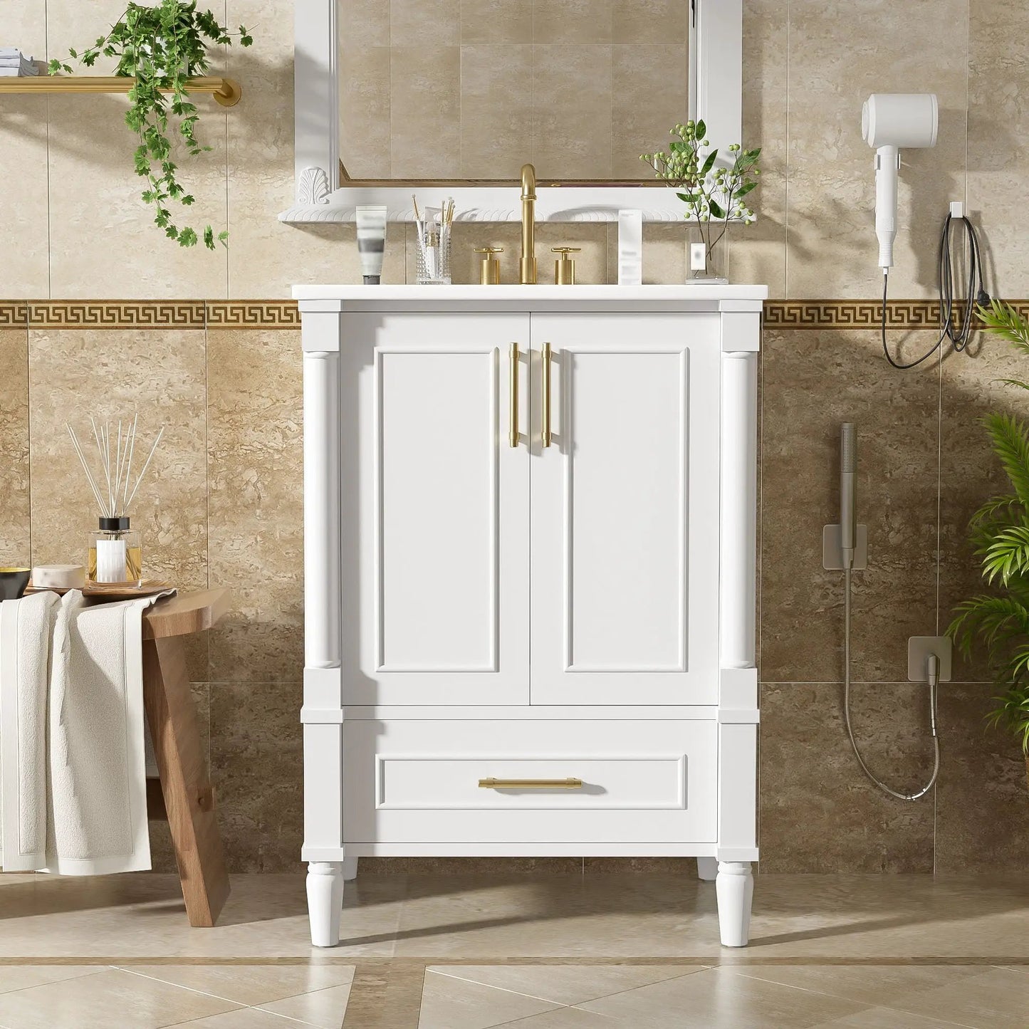 Bathroom Vanity With Ornate French Cylinder Legs