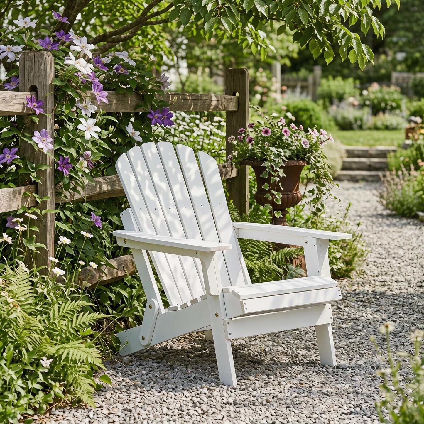 Oversize Wooden Folding Adirondack Patio Chair