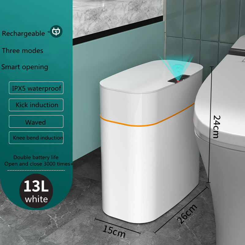 Smart trash can with lid by Perfecsy, white 13L, induction sensor lid on Tampa Home & Garden Store