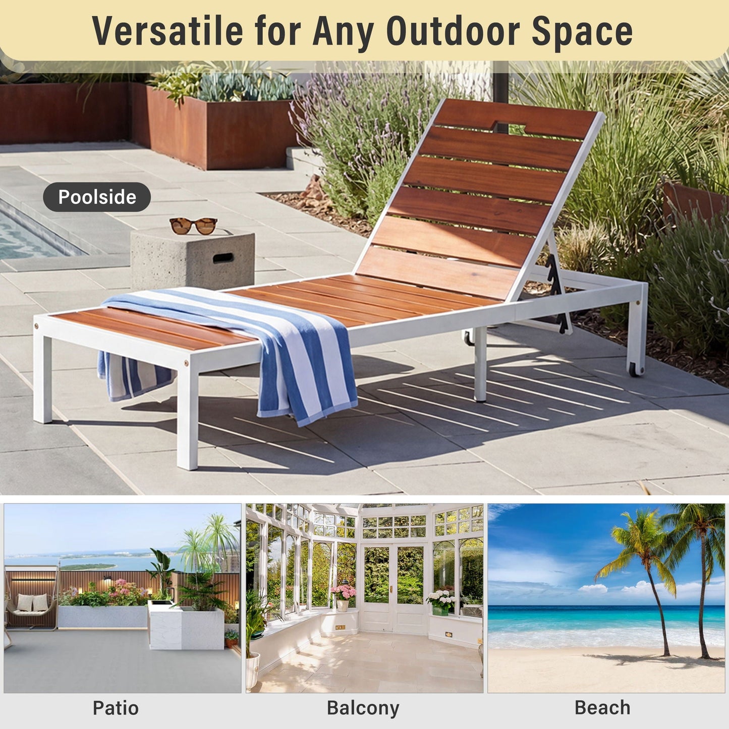 Outdoor Chaise Pool Chair For Reading And Sunbath