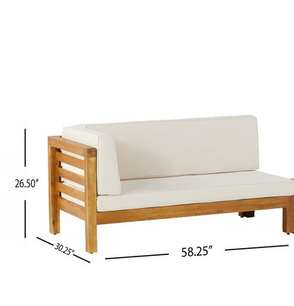 OANA Outdoor Sectional Set with Cushions Beige, wooden frame outdoor sofa by HouseOfZazla on Tampa Home & Garden Store