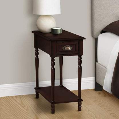 Dark wood Accent Side Table, 2-tier with drawer, traditional style on Tampa Home & Garden Store