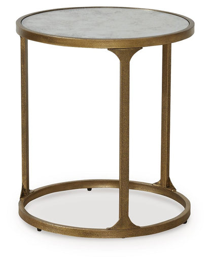 Korajane Table coffee table with gold-finished metal frame and round glass top on Tampa Home & Garden Store