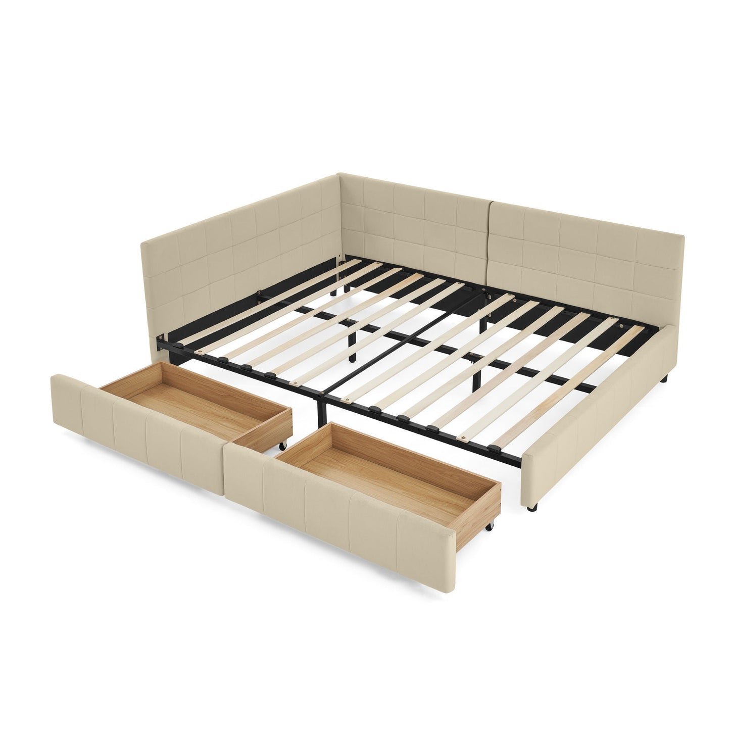 Mid-Century Upholstered Bed Frame and Backrest