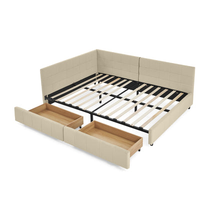 Mid-Century Upholstered Bed Frame and Backrest