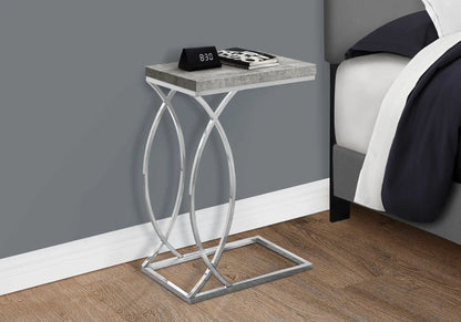 Accent Table C-shaped with concrete top on silver metal frame, Unique Piece Furniture on Tampa Home & Garden Store