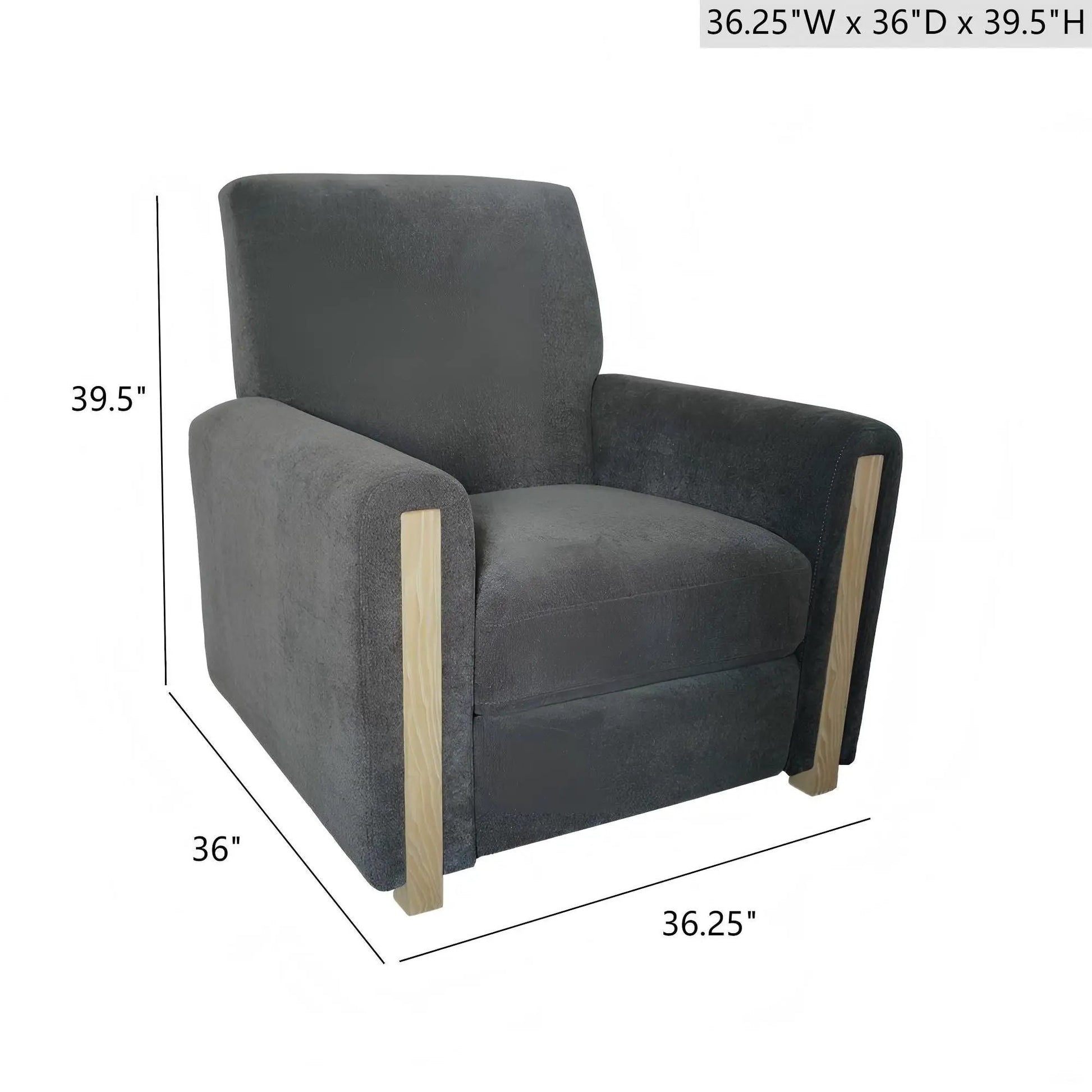 Recliner Chair gray fabric with natural wood legs by Unique Piece Furniture on Tampa Home & Garden Store