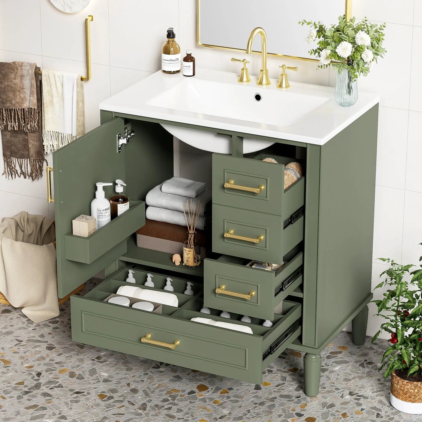 Traditional Bathroom Vanity With Soft Close Doors