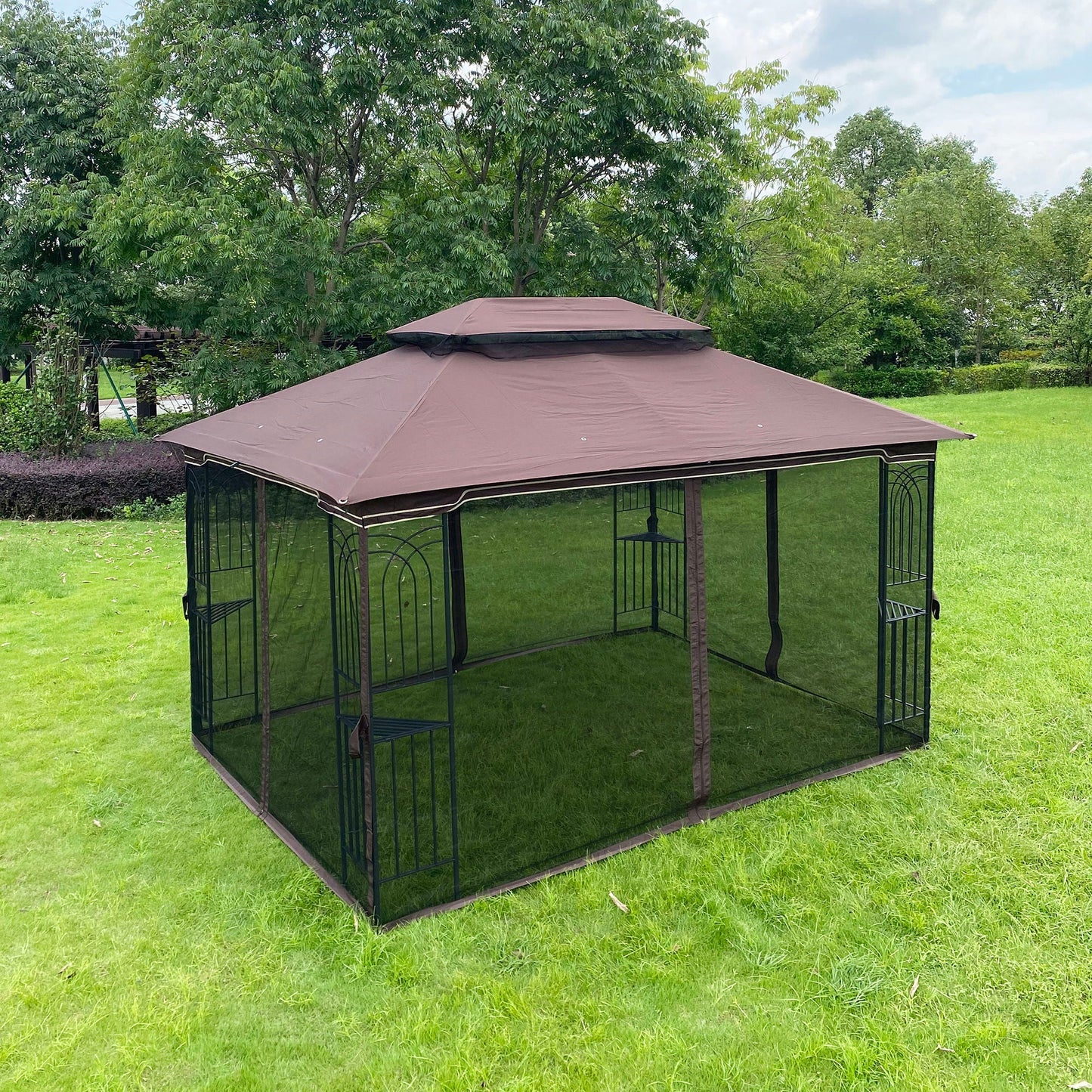 13x10 Outdoor Gazebo Canopy With Double Roof