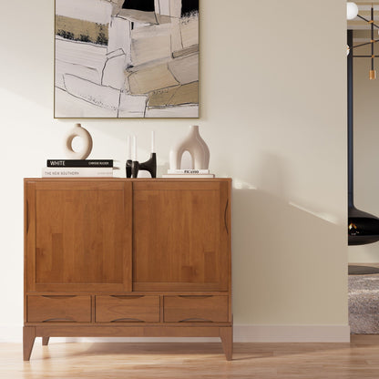 Harper handcrafted medium storage cabinet in walnut wood with panel doors and drawers on Tampa Home & Garden Store