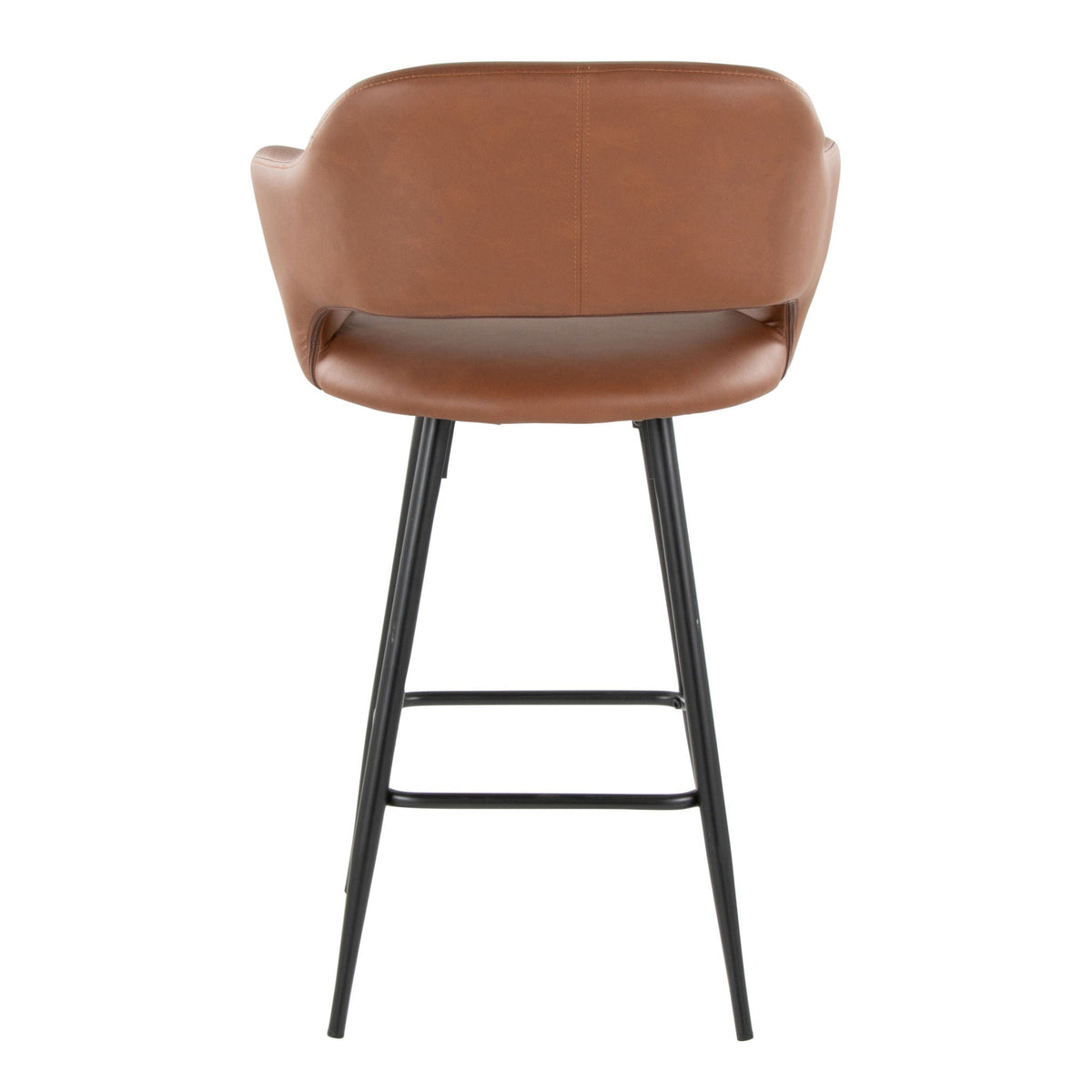 Contemporary fixed-height counter stool brown leather seat with footrest and black legs on Tampa Home & Garden Store