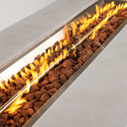 Rectangular Dark Grey Concrete Gas Fire Pit Table