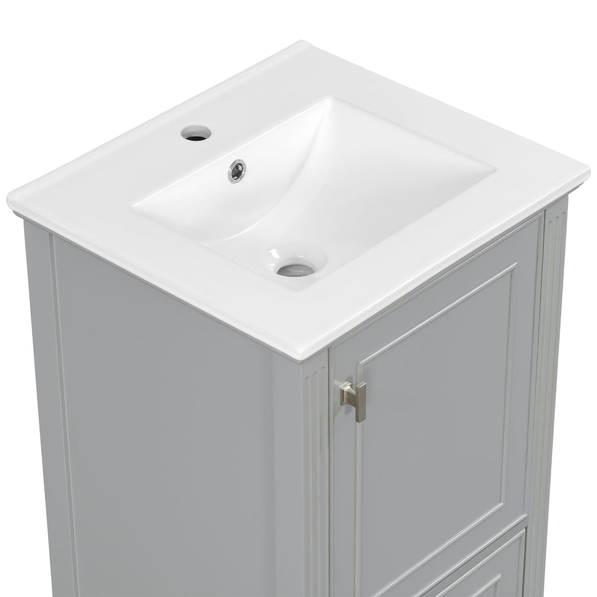 Retro bathroom vanity with sink by HouseOfZazla cabinet and white sink with soft-close doors on Tampa Home & Garden Store