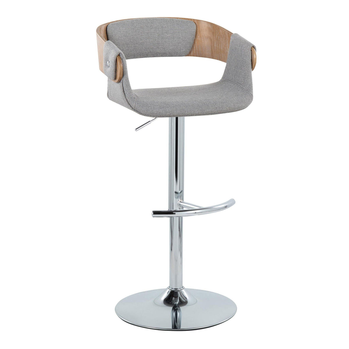 Mid Century Barstool adjustable with swivel, gray fabric, wood shell HouseOfZazla on Tampa Home & Garden Store