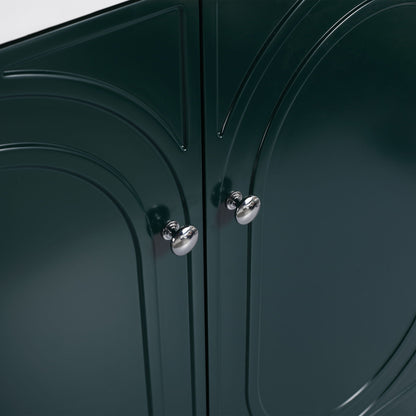 Freestanding bathroom vanity with soft-close doors in deep green by HouseOfZazla, chrome knobs on Tampa Home & Garden Store