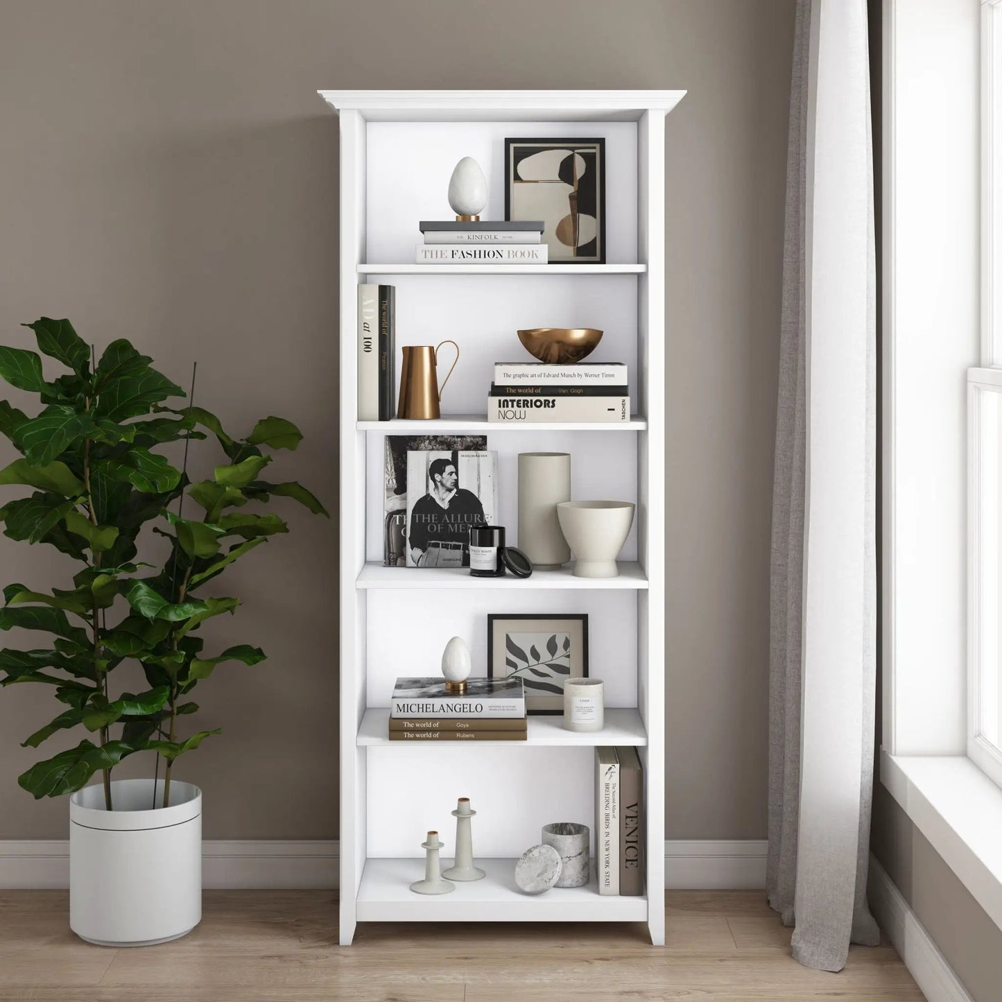 Amherst Five Shelf Bookcase Handcrafted Wood