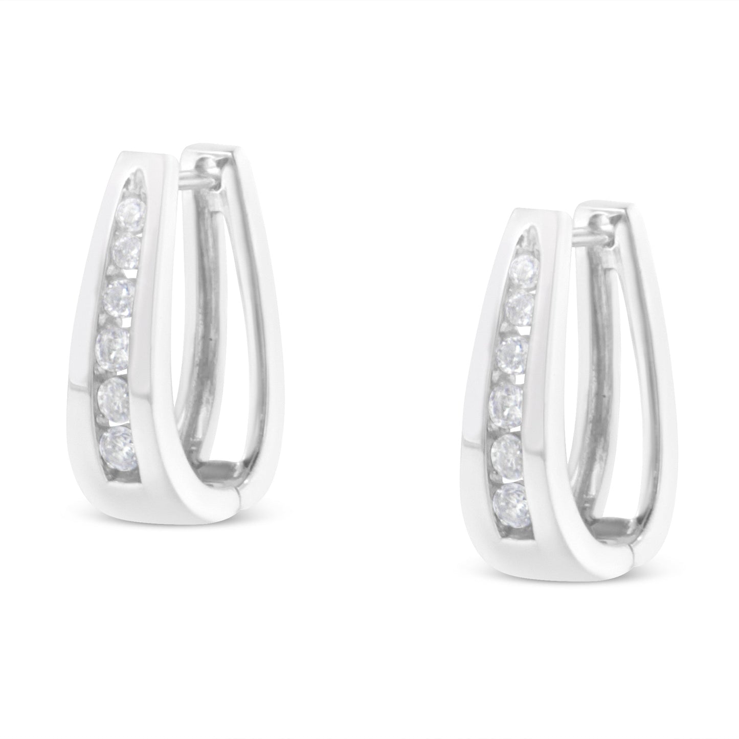 14k white gold channel-set diamond hoop earrings by Bids.com on Tampa Home & Garden Store
