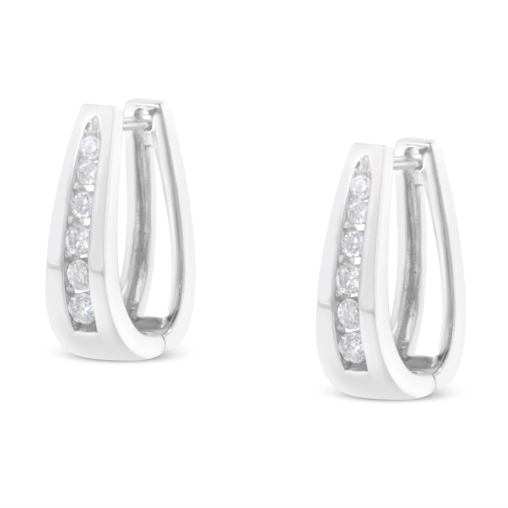 14k white gold channel-set diamond hoop earrings by Bids.com on Tampa Home & Garden Store