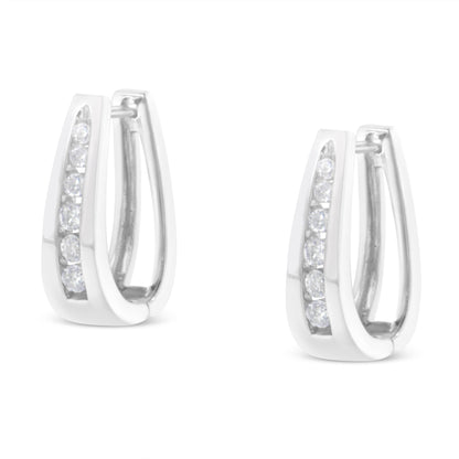 14k white gold channel-set diamond hoop earrings by Bids.com on Tampa Home & Garden Store