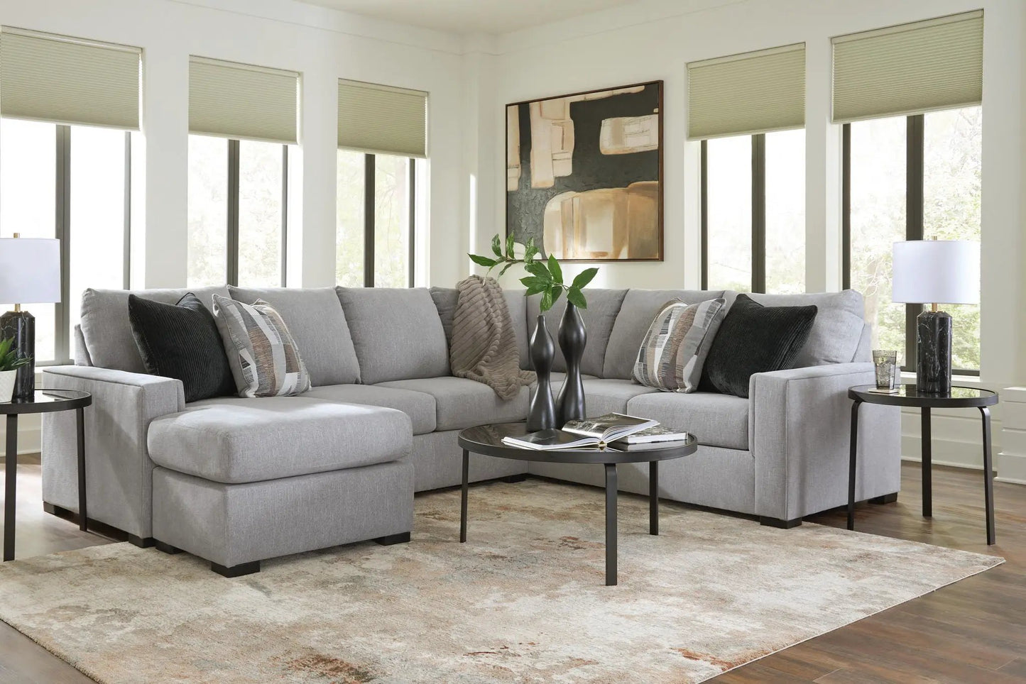 Lakepoint - Stationary Sectional in light gray fabric by Unique Piece Furniture on Tampa Home & Garden Store