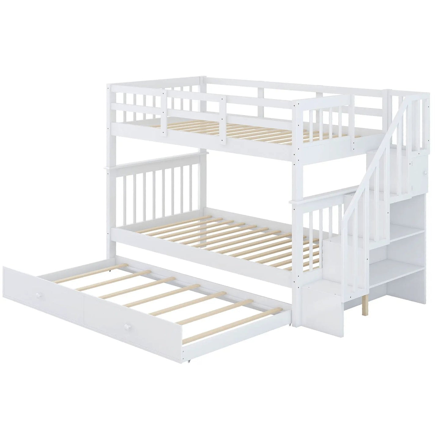 Stairway Bunk Bed with Storage and Guard Rail