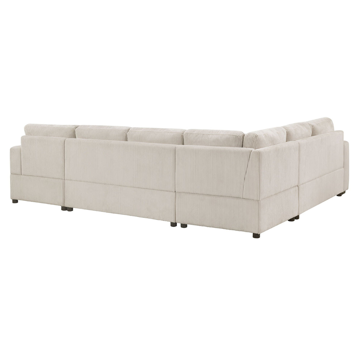 Oversized U-shaped sectional with chaise in beige corduroy, 3 throw pillows by HouseOfZazla on Tampa Home & Garden Store