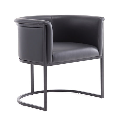 Cosmopolitan Dining Chair with geometric metal frame, black faux leather upholstery on Tampa Home & Garden Store