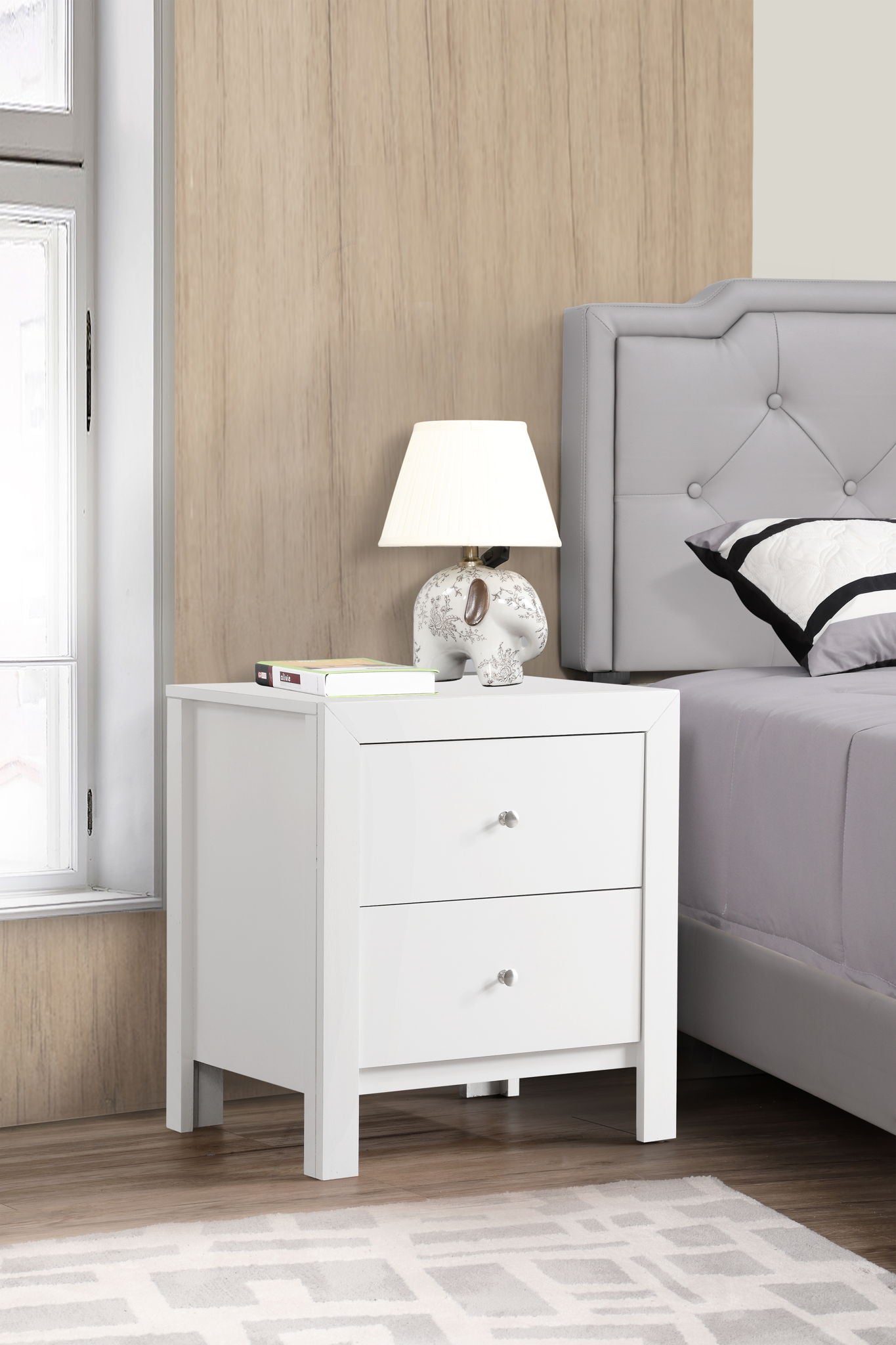 Charming Nightstand with Drawers, Modern Wood
